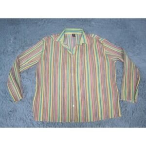 Milano Shirt Womens XL Colorful Casual Collared Long Sleeve Button Down Striped